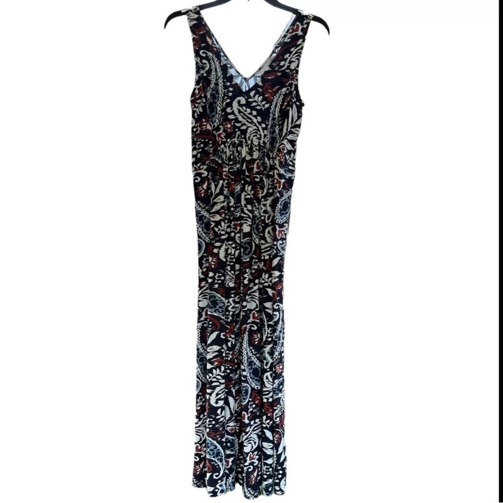 Lucky Brand Womens Maxi Dress Floral Paisley Print V Neck Rayon XS